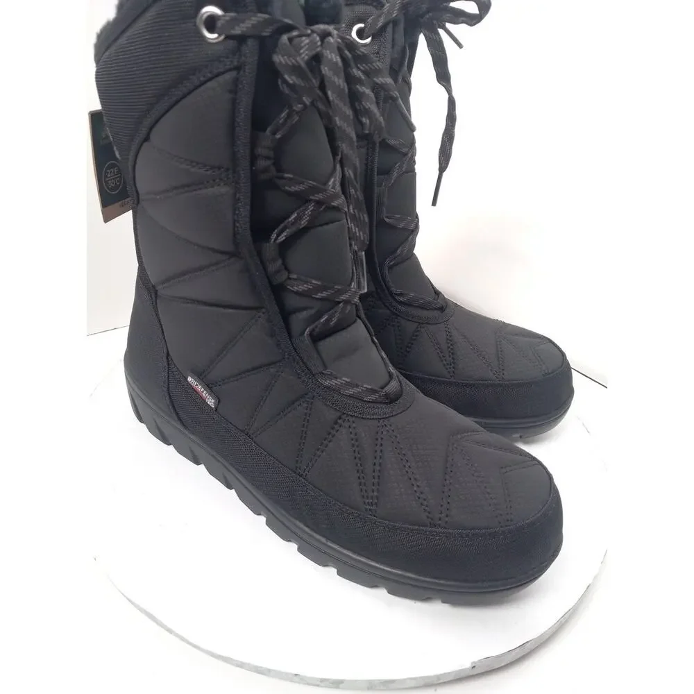 Kamik Hannah BLACK Pull On Waterproof Mid-Calf Snow Boots Womens Sz 10